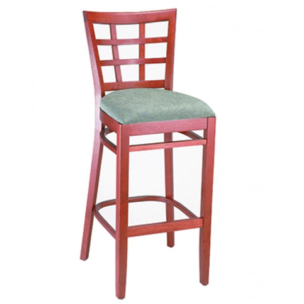 Window Back Wood Barstool