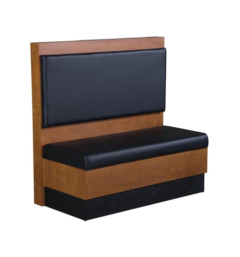 Single booth in Veneer Cherry Frame and Black Vinyl Back & Seat