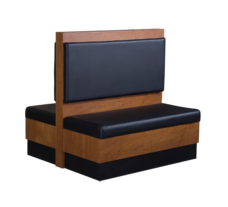 Double booth in Veneer Cherry Frame and Black Vinyl Back & Seat